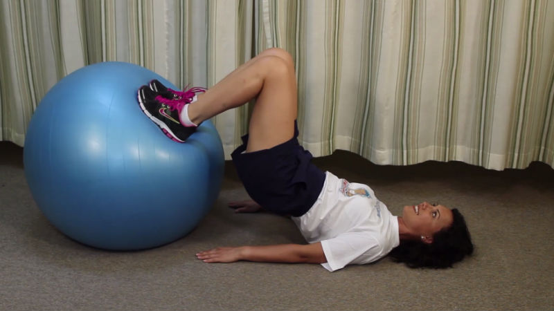 hamstrings curl with Swiss ball